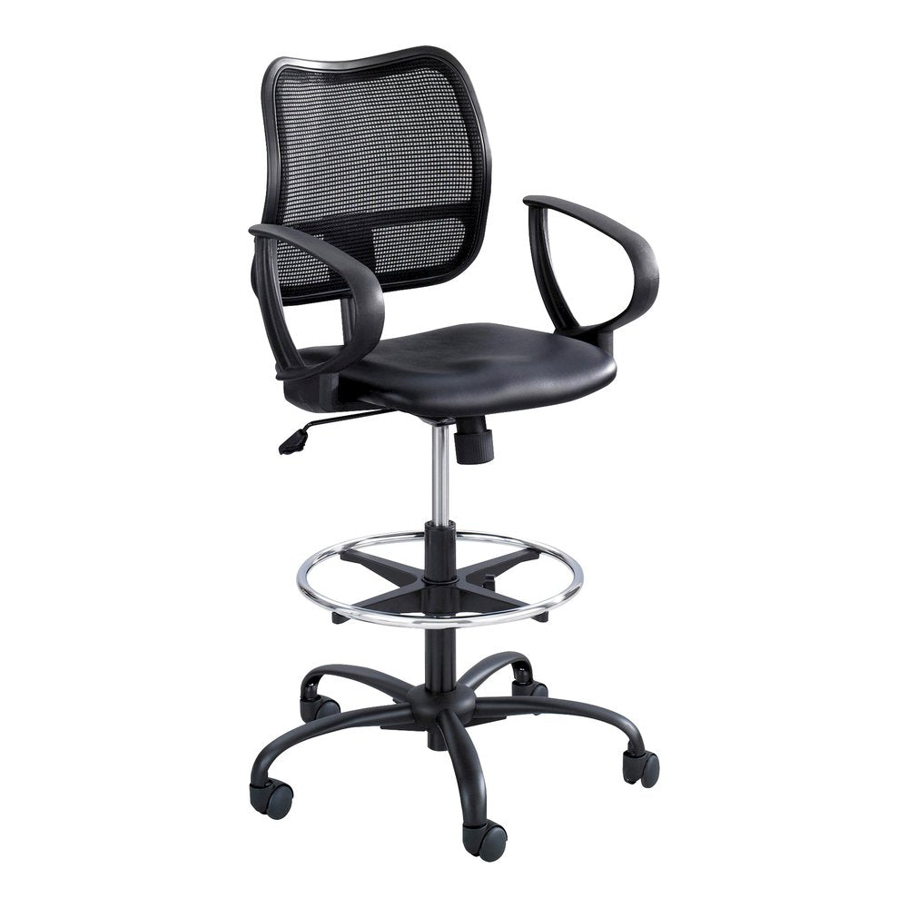 Safco Vue Extended-Height Vinyl Chair - Black Seat Color - Vinyl, Nylon, Polyester Seat Material - Black Back Color - 5-star Base - 1 Each