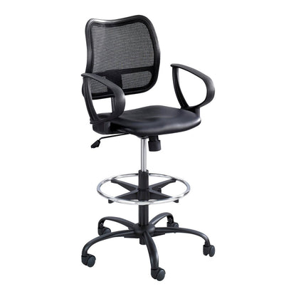 Safco Vue Extended-Height Vinyl Chair - Black Seat Color - Vinyl, Nylon, Polyester Seat Material - Black Back Color - 5-star Base - 1 Each