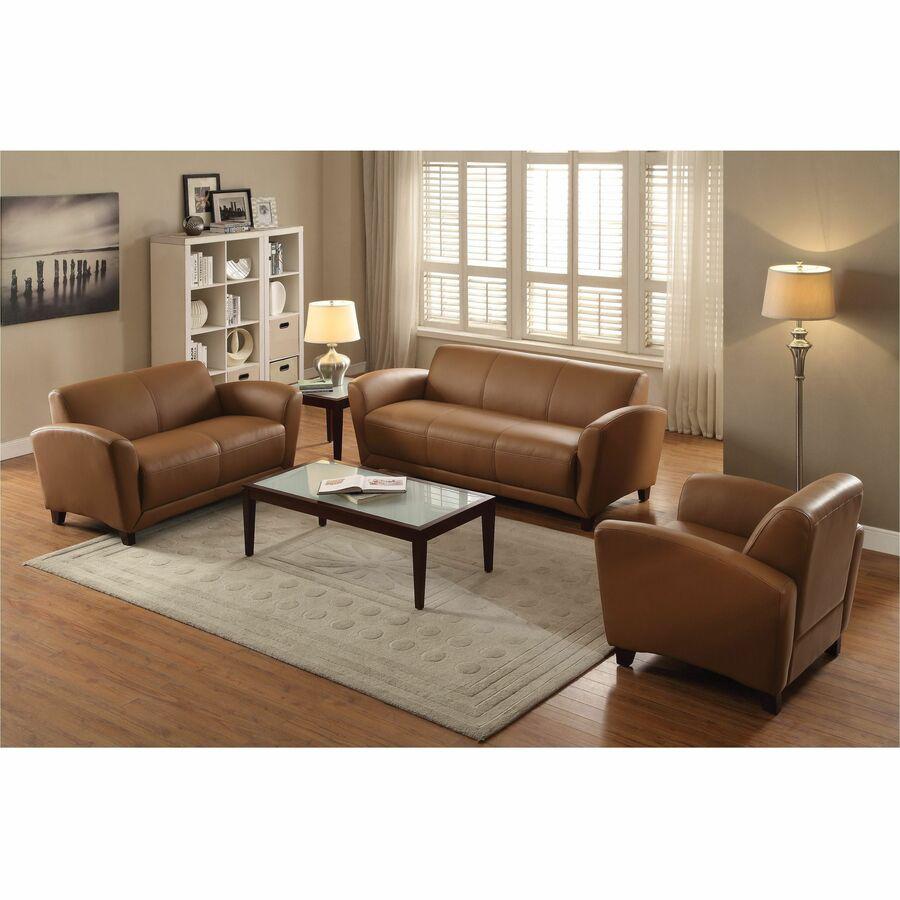 Lorell Accession Club Chair - Four-legged Base - Tan - Bonded Leather - Armrest - 1 Each