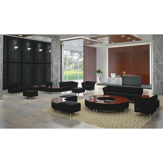 Lorell Fuze Modular Series Lounge Connector Unit - Four-legged Base - Black - Mahogany, Leather, Aluminum - 1 Each