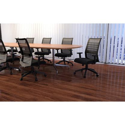 Lorell Horizontal Mesh High-Back Task Chair - Fabric Seat Material - Black - Armrest - 1 Each