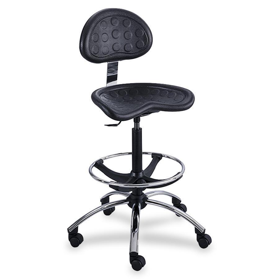 Safco Sitstar Height Adjustable Stool - Polyurethane Seat Material - Metal Frame Material - 5-star Base - Black - 1 Each