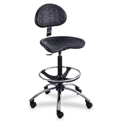 Safco Sitstar Height Adjustable Stool - Polyurethane Seat Material - Metal Frame Material - 5-star Base - Black - 1 Each