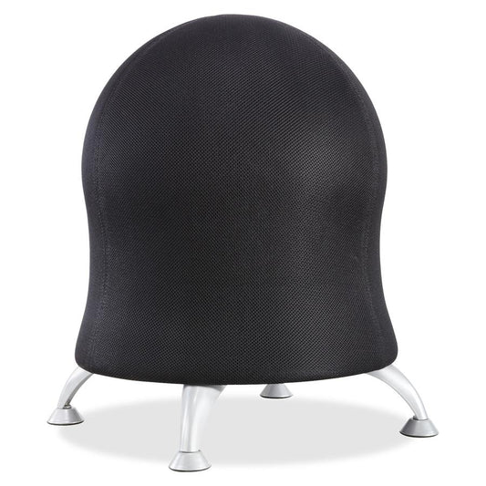 Safco Zenergy Ball Chair - Polyester Seat Material - Four-legged Base - Black - Polyvinyl Chloride (PVC), Polypropylene, Steel - 1 Each