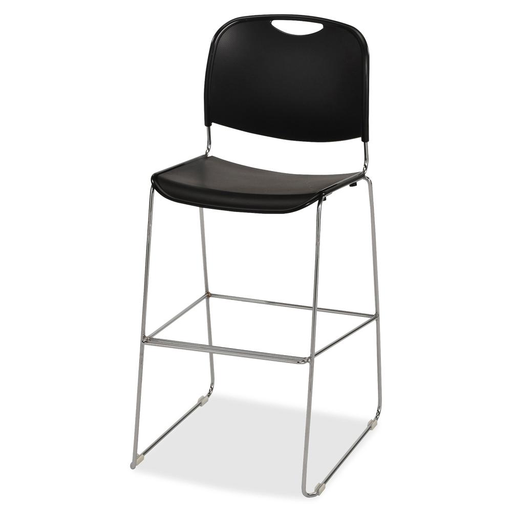 Lorell Bistro-Height Chair - Black Seat Color - Plastic Seat Material - Black Back Color - Plastic Back Material - Chrome Frame Color - Steel Frame Material - 1 Each