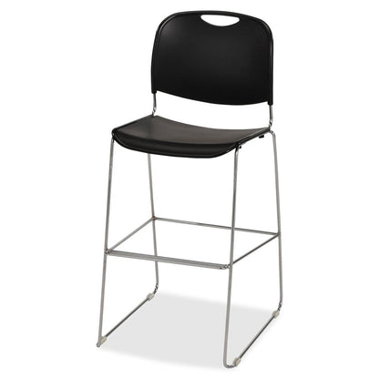 Lorell Bistro-Height Chair - Black Seat Color - Plastic Seat Material - Black Back Color - Plastic Back Material - Chrome Frame Color - Steel Frame Material - 1 Each