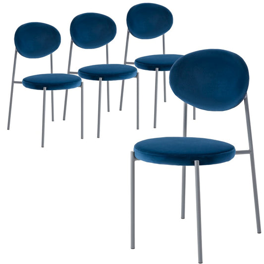 Euston Modern Velvet Dining Chair with Grey Steel Frame, Set of 4