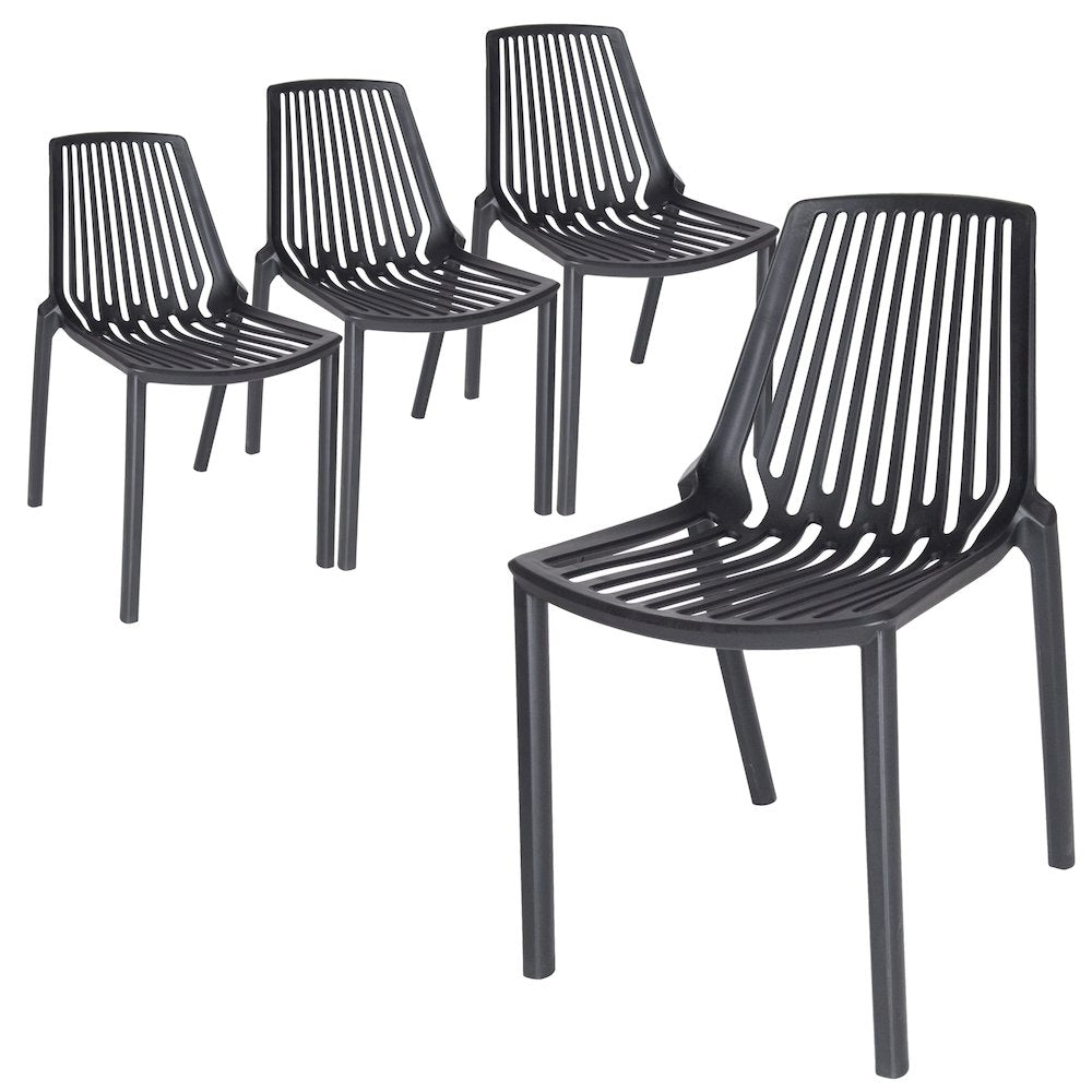 Acken Plastic Stackable Dining Chair, Set of 4