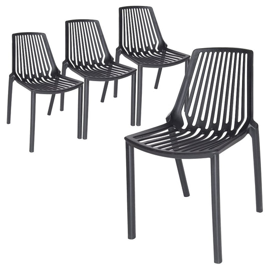 Acken Plastic Stackable Dining Chair, Set of 4