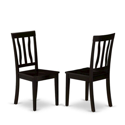 Antique Dining Room Chairs - Slat Back Wooden Seat Chairs, Set of 2