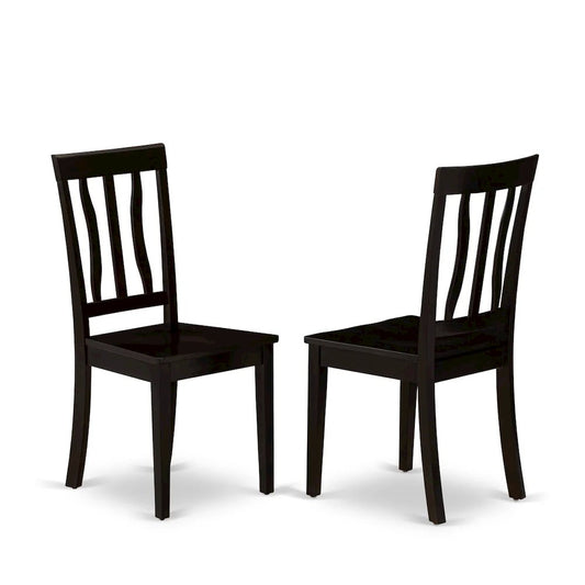 Antique Dining Room Chairs - Slat Back Wooden Seat Chairs, Set of 2
