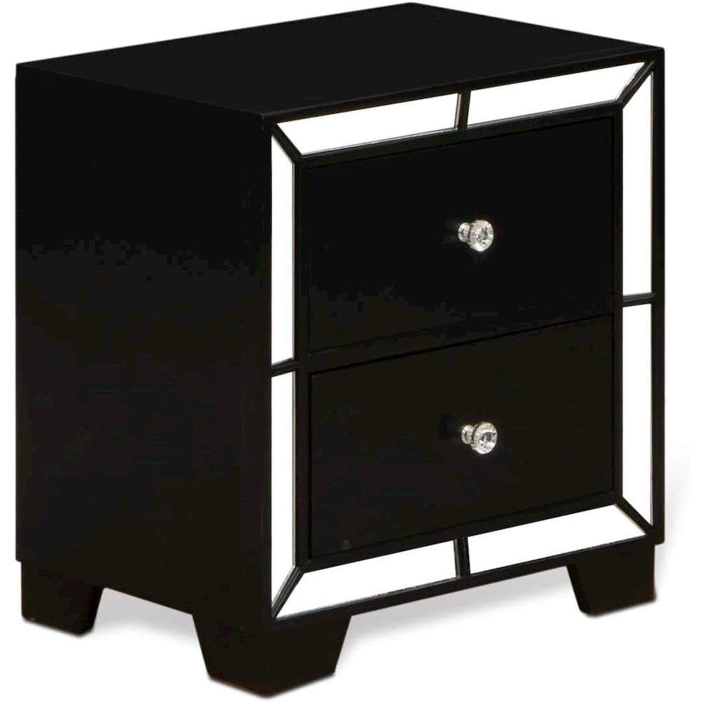 East West Furniture Nella Wood Nightstand with 2 Drawers for any Bedroom - Black Legs