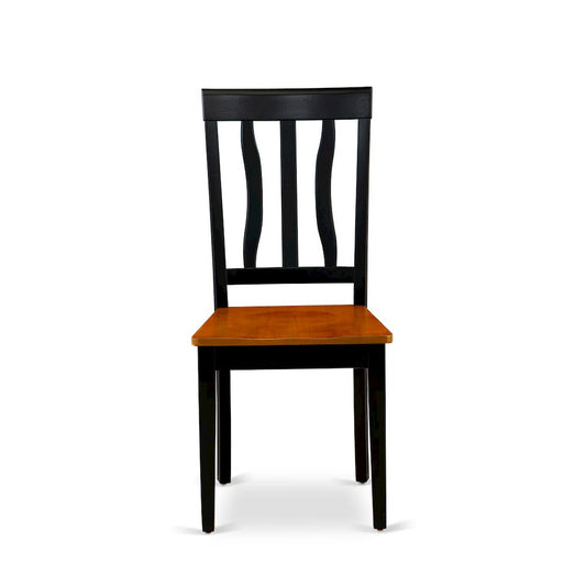 Antique Kitchen Dining Chairs - Slat Back Wooden Seat Chairs, Set of 2