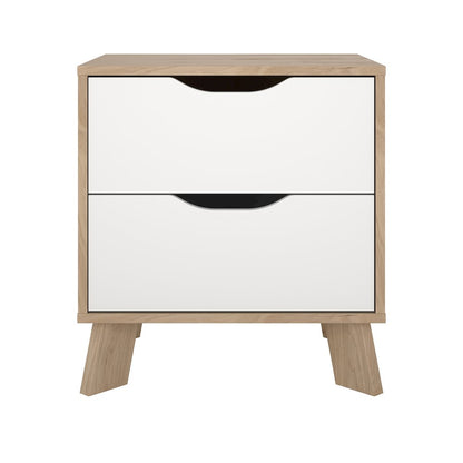 Ikast 2 Drawer Nightstand, Jackson Hickory/White