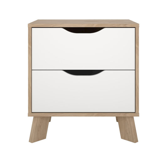 Ikast 2 Drawer Nightstand, Jackson Hickory/White