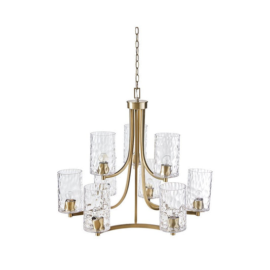 9-light Round Tiered Chandelier with Textured Glass Shades