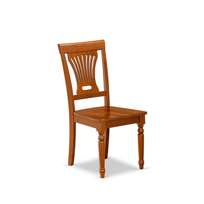 Plainville Kitchen Dining Chair with Wood Seat - Saddle Brown Finish, Set of 2