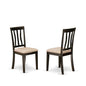 Antique Kitchen Dining Chairs - Linen Fabric Upholstered Wood Chairs, Set of 2