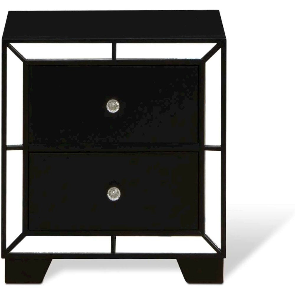 East West Furniture Nella Wood Nightstand with 2 Drawers for any Bedroom - Black Legs