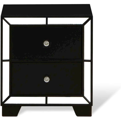 East West Furniture Nella Wood Nightstand with 2 Drawers for any Bedroom - Black Legs