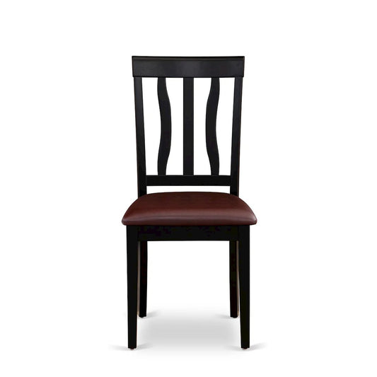 Antique Dining Room Chairs - Faux Leather Upholstered Wooden Chairs, Set of 2