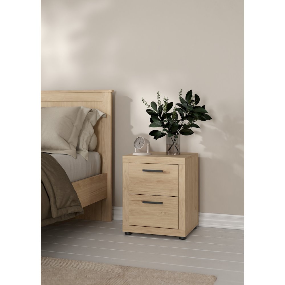 Mira 2 Drawer Nightstand, Jackson Hickory