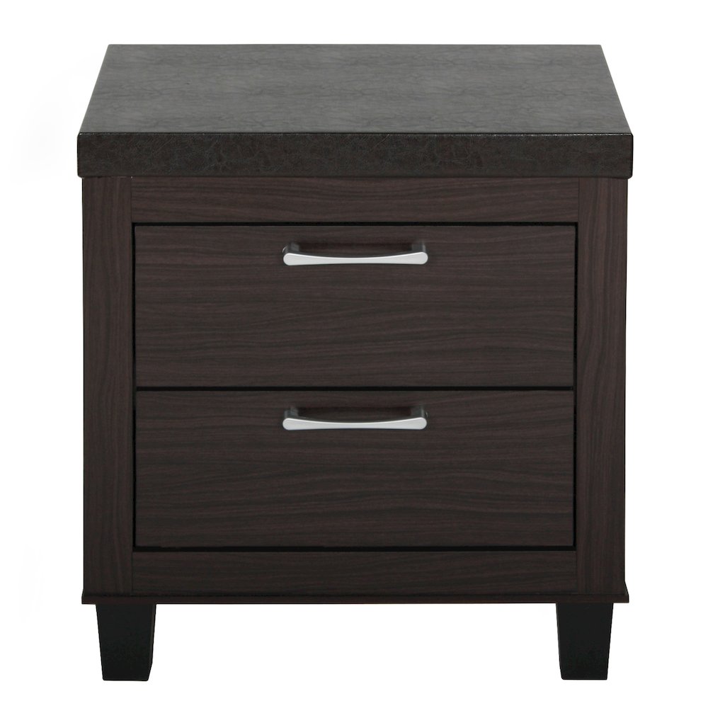 Better Home Products Elegant Mid Century Modern 2 Drawer Nightstand in Tobacco
