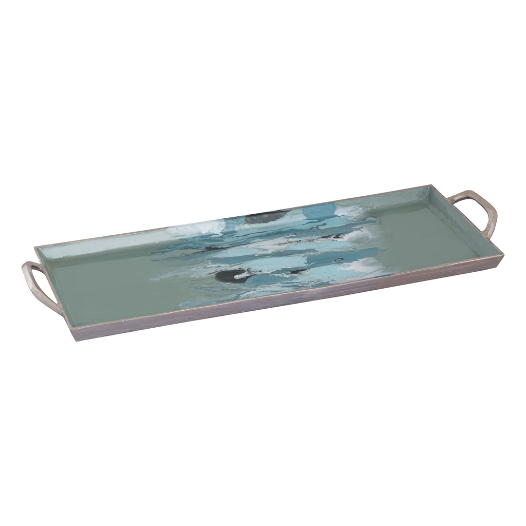 Spindrift Tray - Set of 2 Seafoam Green Enamel