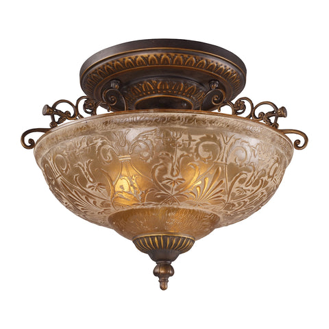 Restoration 3-Lt Semi-Flush in Ant Golden Bronze