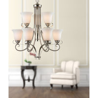 Brighton 9-Light Chandelier in Brushed Nickel with White Glass