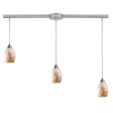 Capri 3-Light Linear Pendants in Satin Nickel