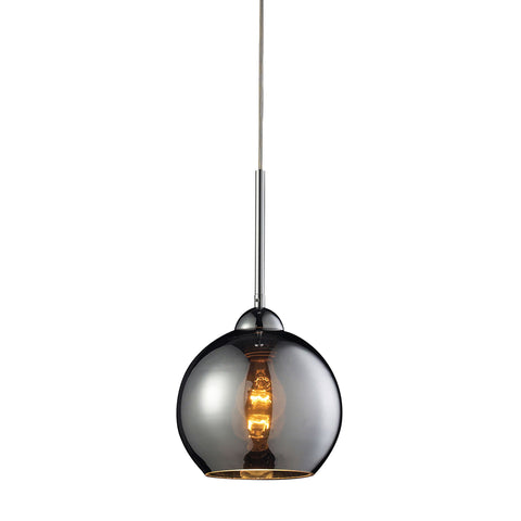 Cassandra 1 Light Pendant in Polished Chrome and Chrome Glass