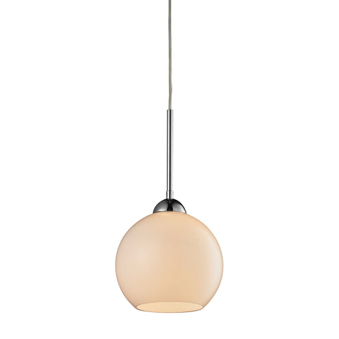Cassandra 1 Light Pendant in Polished Chrome and White Glass