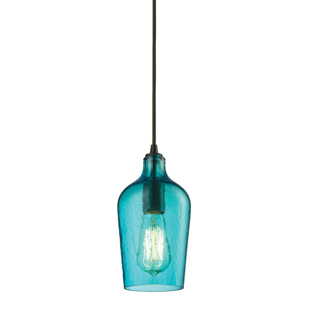 Hammered Glass Collection 1 light mini pendant in Oil Rubbed Bronze
