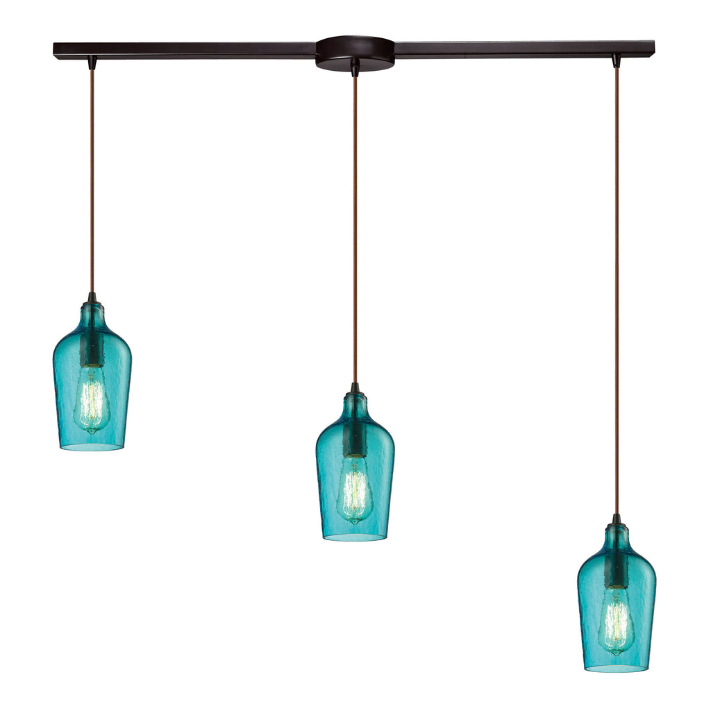 Hammered Glass Collection 3 light pendant in Oil Rubbed Bronze