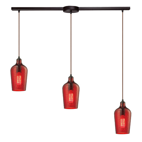 Hammered Glass Collection 3 light pendant in Oil Rubbed Bronze