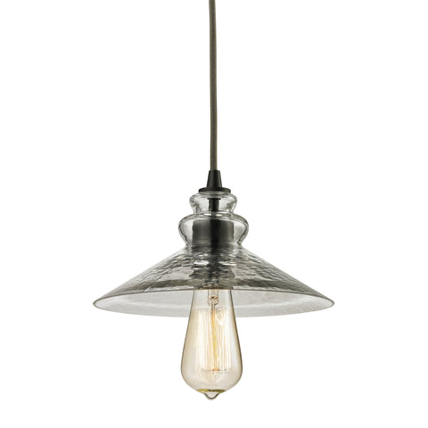Hammered Glass Collection 1 light mini pendant in Oil Rubbed Bronze