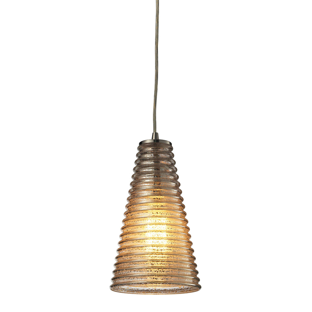 Ribbed Glass Collection 1 light mini pendant in Satin Nickel