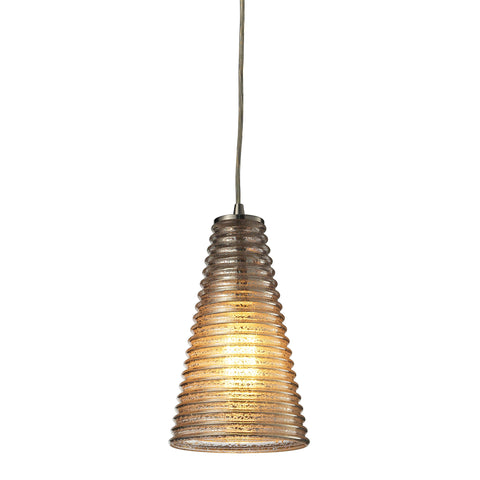 Ribbed Glass Collection 1 light mini pendant in Satin Nickel