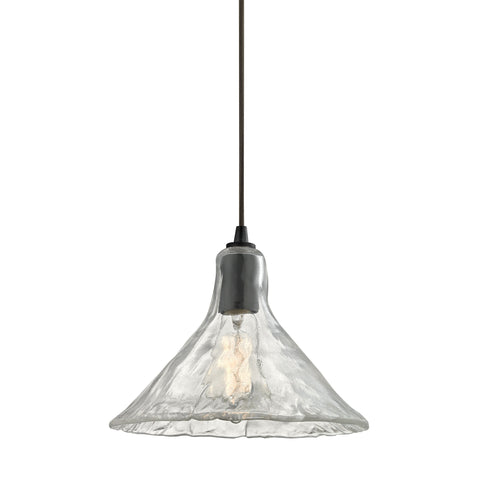 Hand Formed Glass Collection 1-Light Mini Pendant in Oil Rubbed Bronze