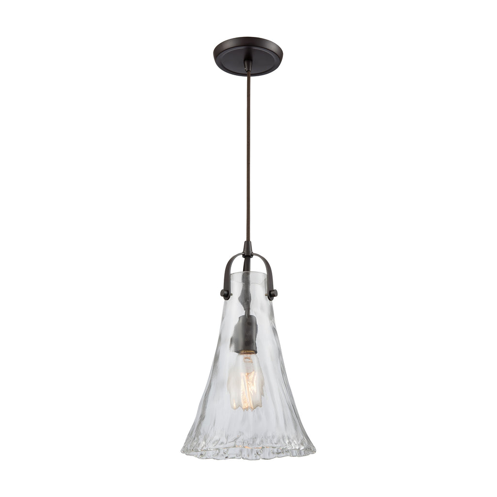 Hand-Formed Glass 1 Pendant Oil Rubbed Bronze