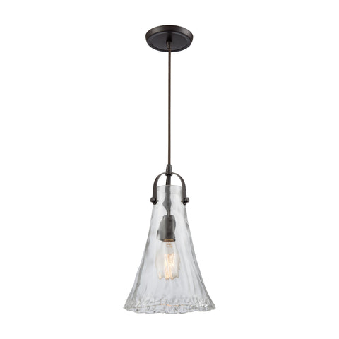 Hand-Formed Glass 1 Pendant Oil Rubbed Bronze