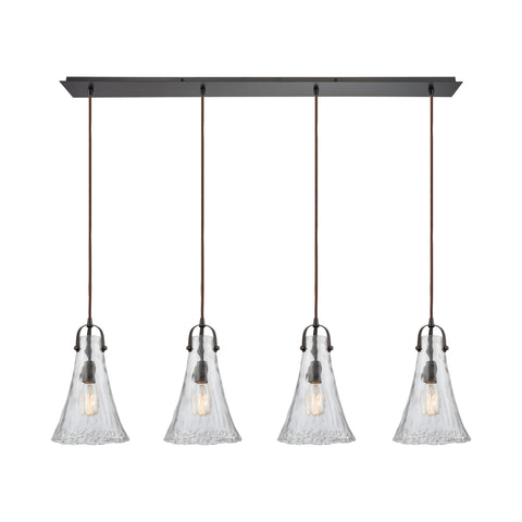 Hand-Formed Glass 4 Pendant Oil Rubbed Bronze