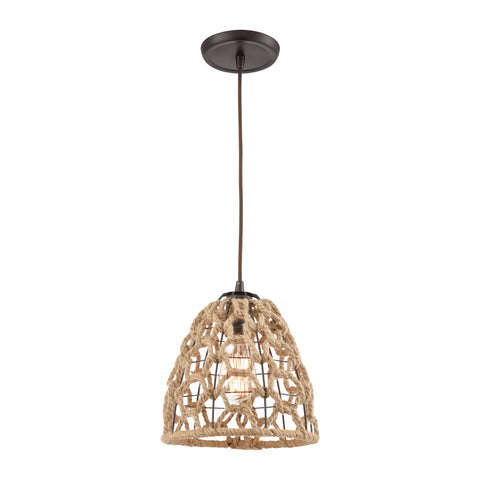 Coastal Inlet 1-Light Mini Pendant in Oil Rubbed Bronze with Rope