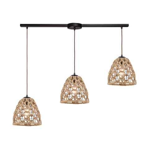 Coastal Inlet 3-Light Pendant in Oil Rubbed Bronze with Rope