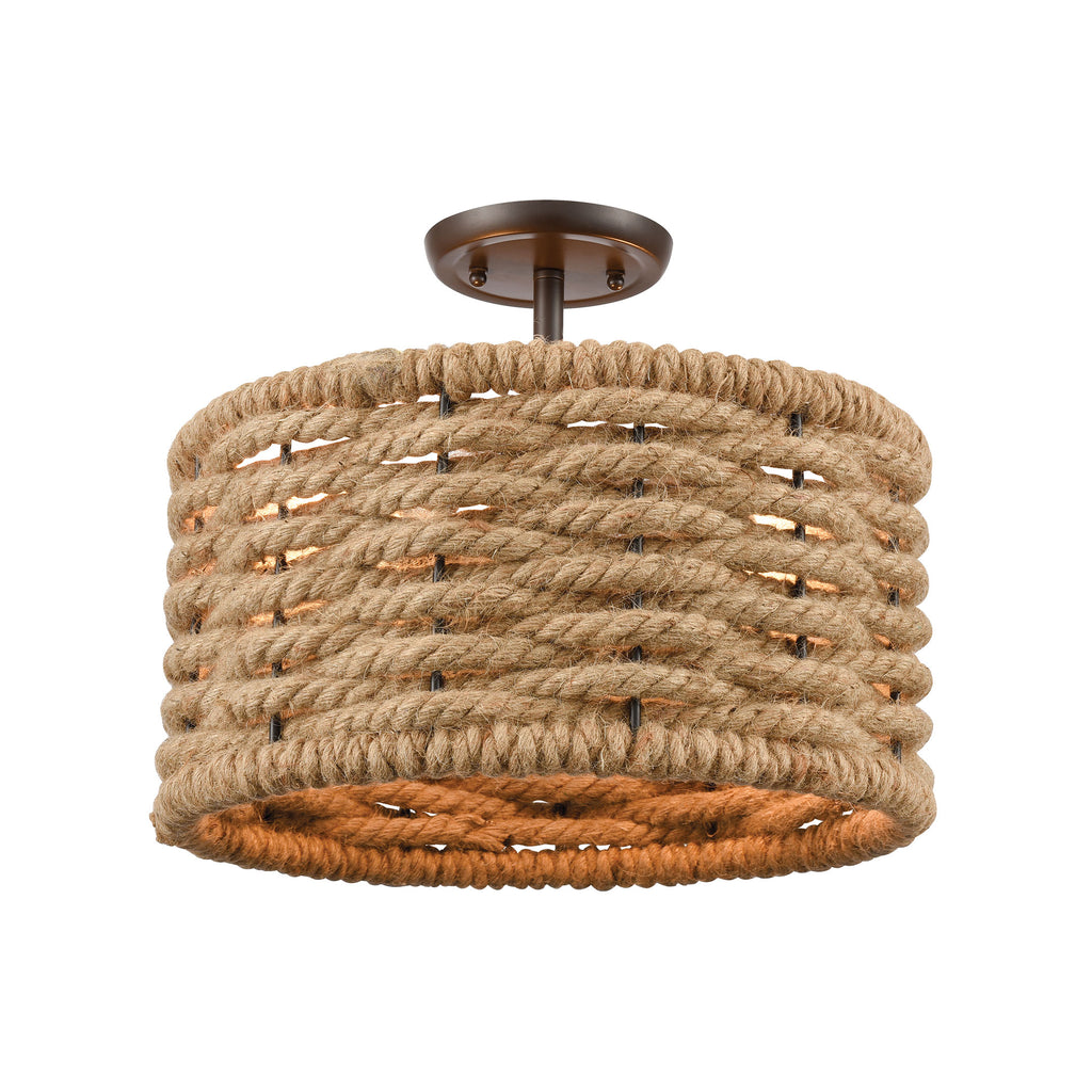 Weaverton 2-Light Semi Flush Mount in Oil Rubbed Bronze with Rope