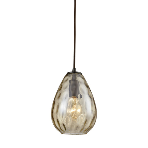 Lagoon 1 Light Pendant in Oil Rubbed Bronze with Champagne Plated Water Glass