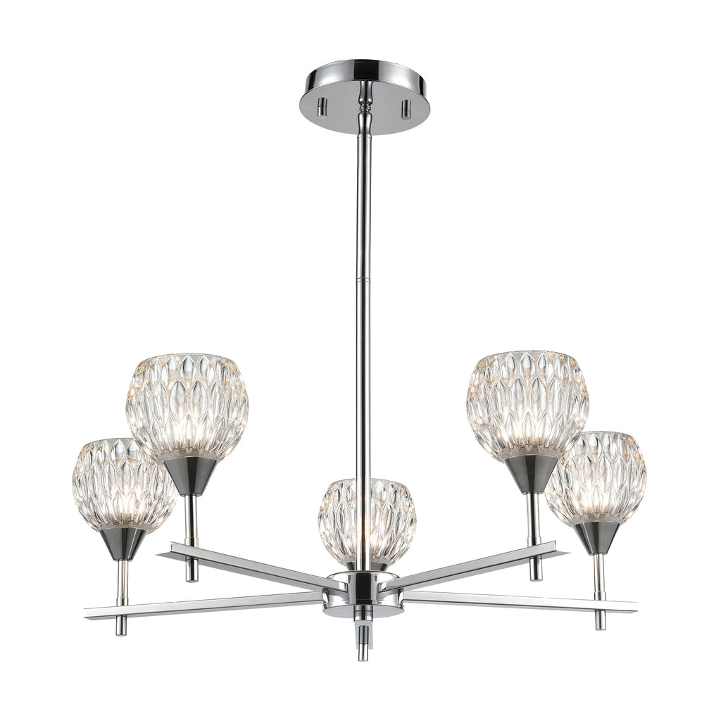 Kersey 5-Light Chandelier in Polished Chrome with Clear Crystal
