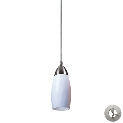 Milan 1 Light Pendant in Satin Nickel and Simply White Glass - Includes Adapter Kit