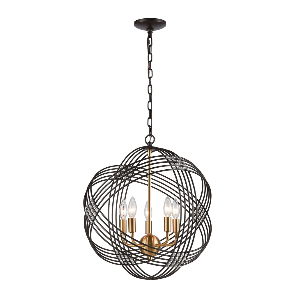 Concentric 5-Light Pendant in Oil Rubbed Bronze with Clear Crystal Beads